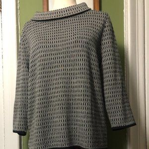 Talbots LP black & white merino wool turtleneck sweater
